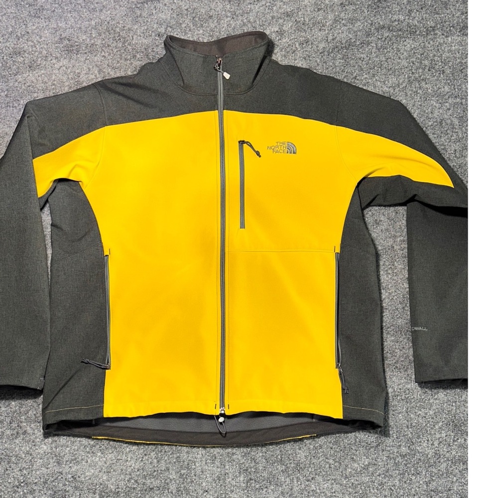 The North Face WindWall Softshell Jacket Mens XL Yellow Grey Full Zip CP3001S